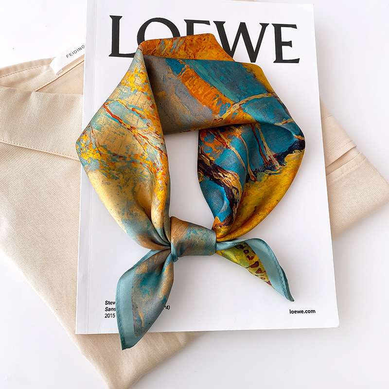 Picture of 2024 New Style Silk Scarves Women's Spring and Summer Fashion Printed 100 Mulberry Silk Small Square Scarf South Korea Ribbon Scarf