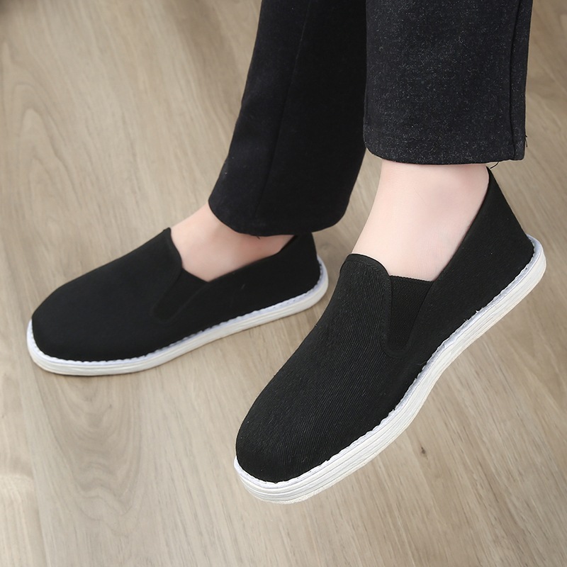Picture of Old Beijing handmade mille-feuille cloth shoes men's bottom shoes one foot men's pure cloth sole shoes breathable and odor-proof black Hongna