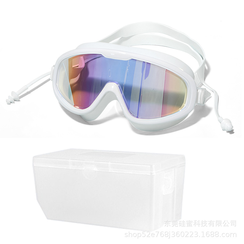 Picture of Swimming Goggles Hd Large Frame Adult Swimming Goggles Waterproof and Anti-Fog Swimming Goggles Swimming Goggles Earplugs All-In-One Training Wholesale