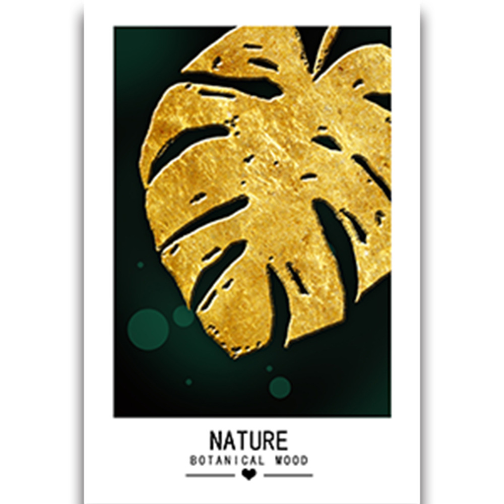 Picture of Source Factory Black Gold Leaves Living Room Hanging Painting Nordic Landscape Canvas Core Wholesale Abstract Restaurant Decorative Painting
