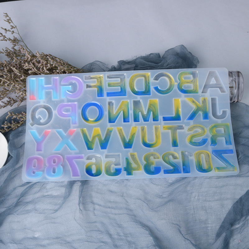 Picture of Deyi Yangyang Crystal Glue 26 English Numbers and Letters Molds High Mirror Resin Crafts Silicone Molds
