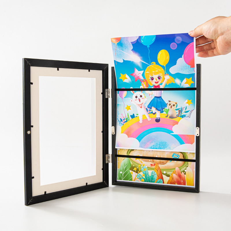 Cross-border explosions flip photo frame table A4 children's art painting magnetic suction frame two graffiti storage photo frame wholesale