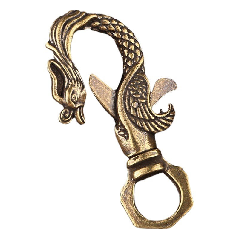 Brass Creative Chinese Style Car Keychain Chinese Dragon Metal Waist Buckle Personalized Men's Retro Brass Carabiner