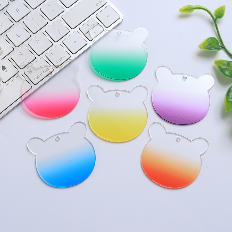 Picture of Glitter gradient laser diy goo card small disc love bean key chain Handmade star pendant acrylic goo plate