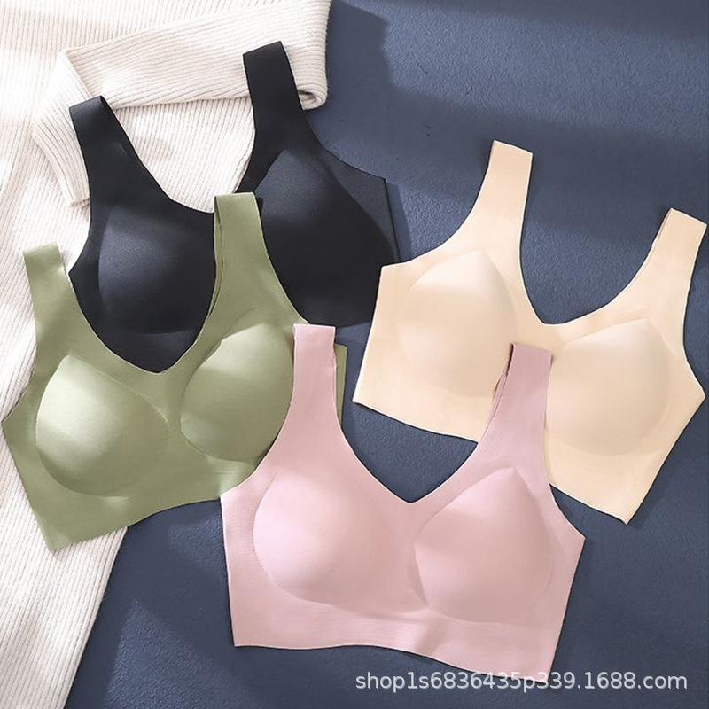 High Quality Cross-Border Traceless Beauty Back Fixed Cup Bra Vest Underwear Women's Big Chest Small Sports Para Breast Bra