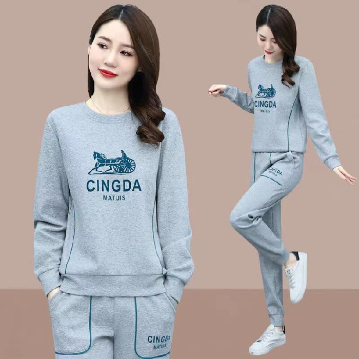 Picture of 787# spring and autumn sportswear suit women's 2022 new Korean style loose plus size women's casual fashion two-piece suit