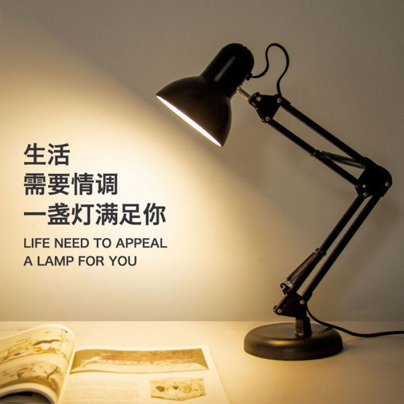 American-Style Long-Arm Led Desk Lamp for Work and Drawing, Plug-In Foldable Telescopic Anchor Beauty Live Streaming Fill Light Factory
