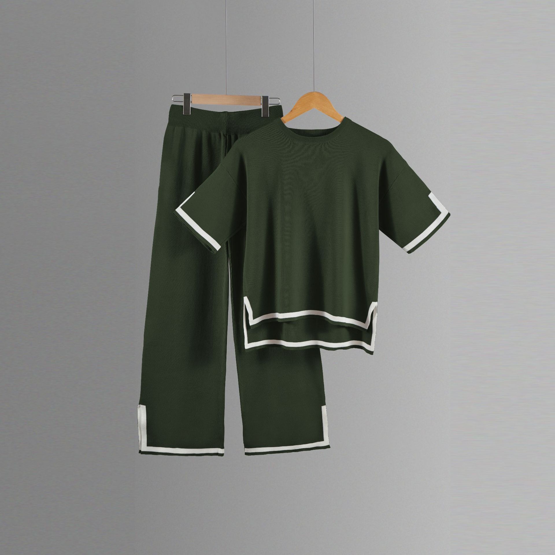 Picture of 2024 Europe and the United States cross-border Amazon summer new knitted suit sweater suit short sleeve pullover wide leg pants