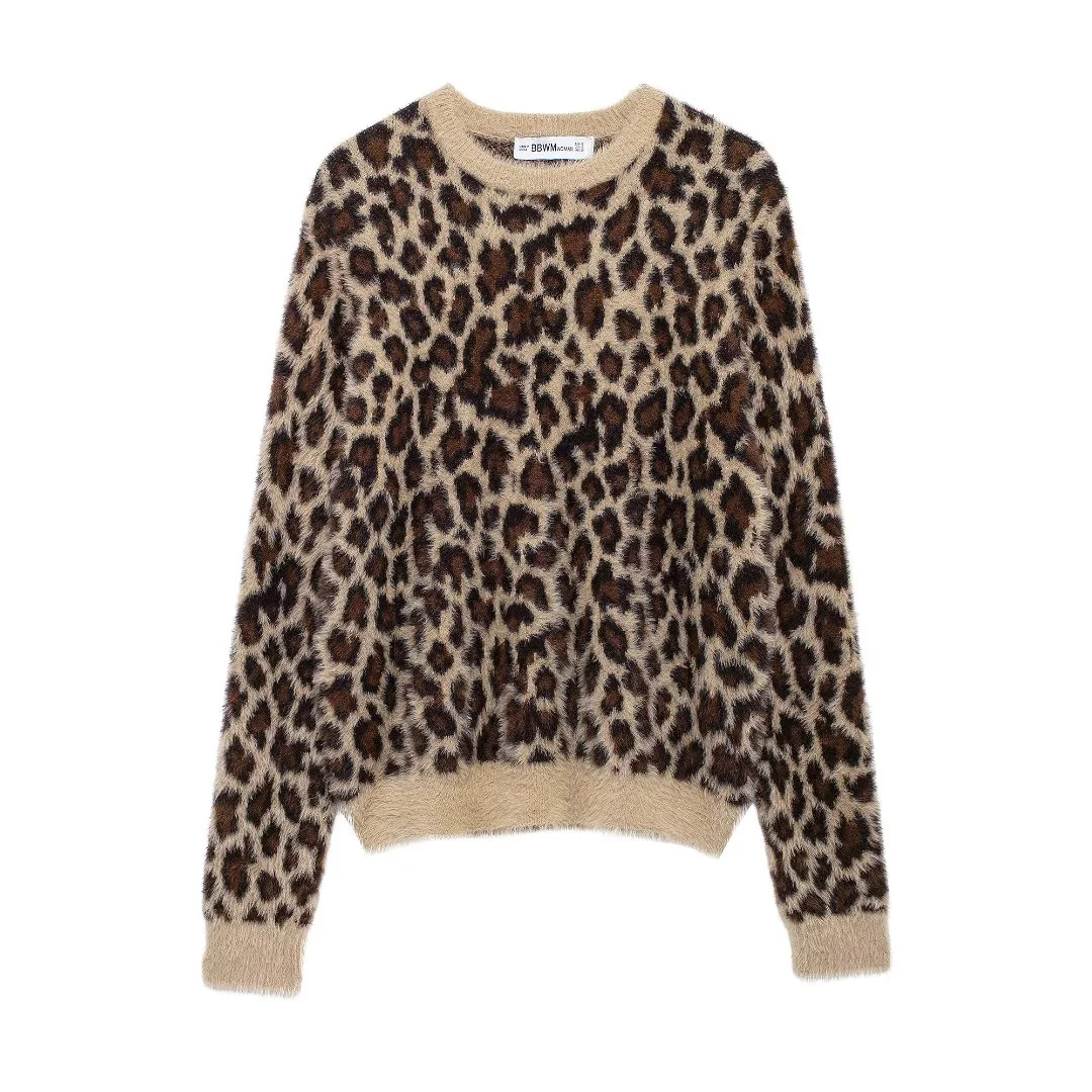 SAW AliExpress Independent Station New European and American Style Women's Crewneck Long Sleeve Animal Pattern Jacquard Knitted Shirt 9598193