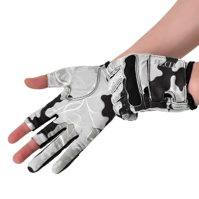 Summer Three-Finger Fishing Gloves Non-Slip Breathable Wear-Resistant Ice Silk Fishing Outdoor Sports Sun Protection Heat Dissipation Lure Gloves