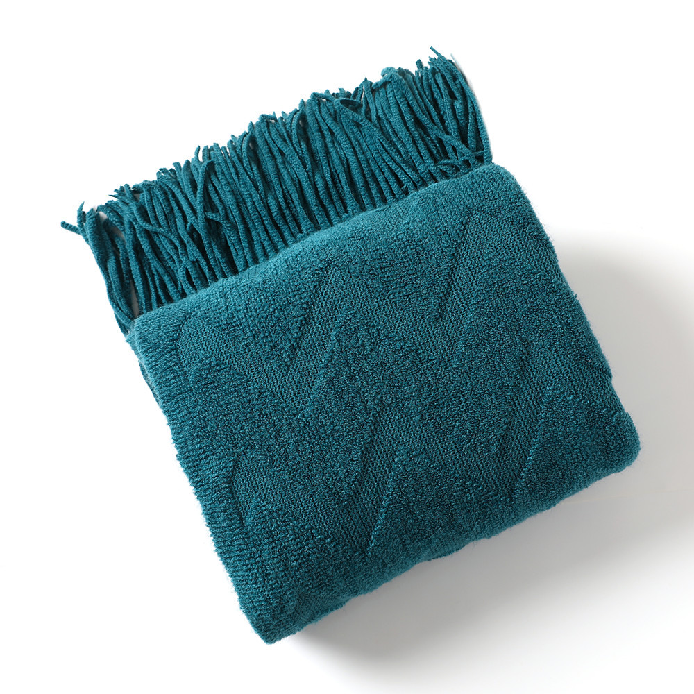 Picture of Sofa Throw Blanket Herringbone Knitted Blanket Office Air Conditioning Nap Blanket Shawl Blanket Geometric Jacquard Blanket with Towel
