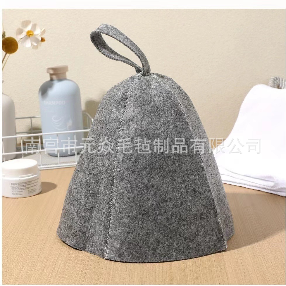 Cross-Border felt sauna shower cap Japanese bathroom sauna felt cap wear-resistant thermal insulation felt sauna cap felt shower cap