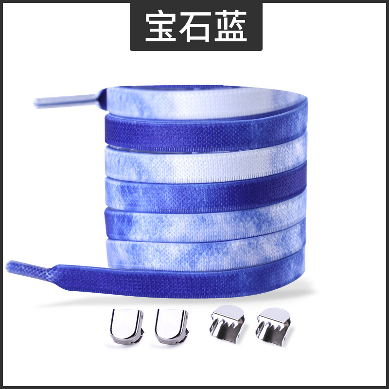 Picture of Widened 8MM Tie-Dye Elastic Tie-Free Shoelace Press Buckle Children's Tie-Free Elastic Step-in White Shoe sneaker