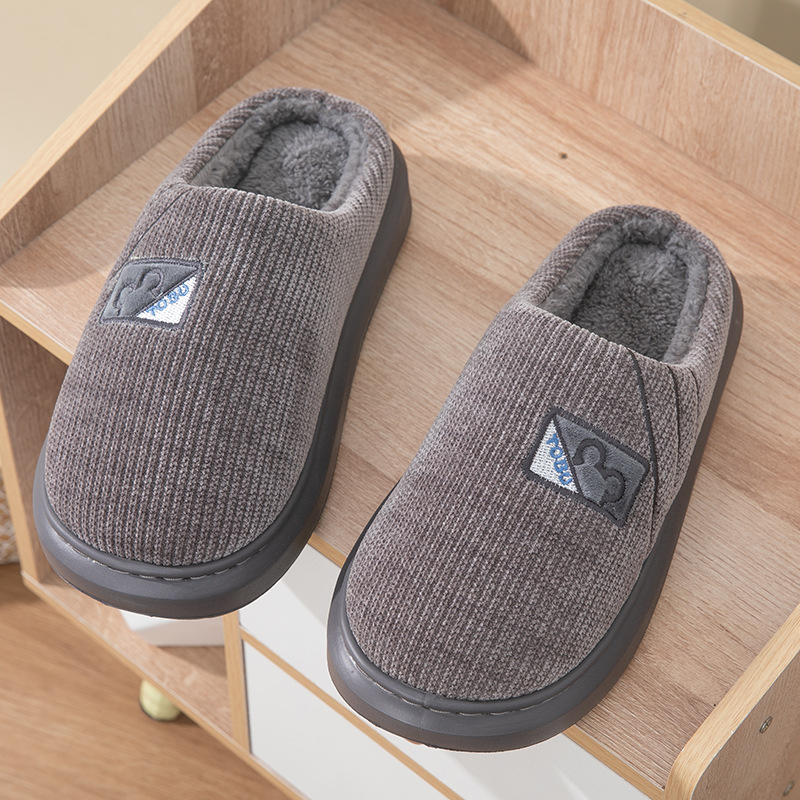 Picture of Cross-border New Men's Cotton Slippers Autumn and Winter Warm Thick Bottom Non-slip Home Indoor Quiet Household Cotton Slippers for Guests