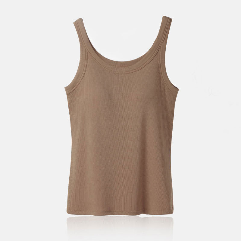 Picture of Vest with Chest Pad Sling Wide Shoulder Strap Base Cup Bra One-piece Underwear Long Top Anti-slip Sleeveless Women