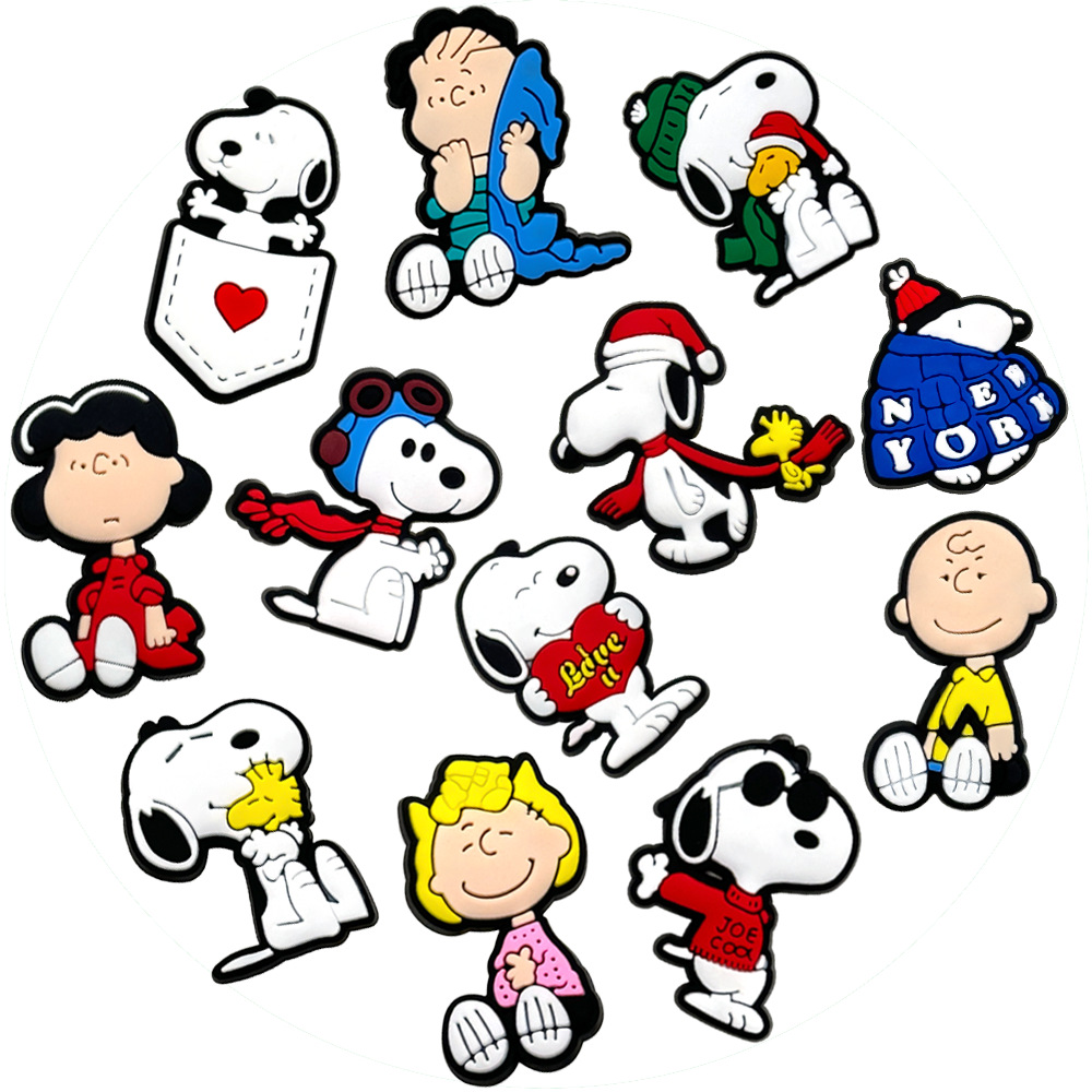 12 suit Cartoon Snoopy Cave Shoes Flower Shoe Buckle Soft Rubber DIY Shoe Accessories Jewelry Decorative Buckle
