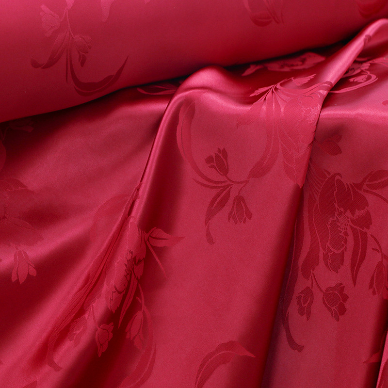 "Magnolia Flower" red new Chinese top, vest, jacquard clothing, mulberry silk fabric, cheongsam fabric, Chinese style