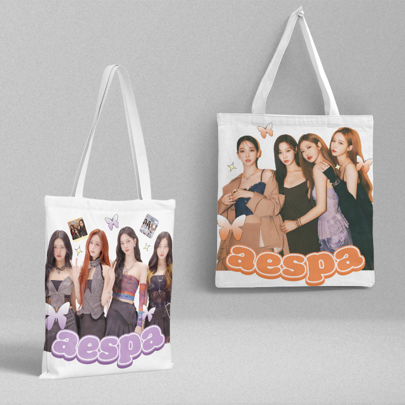 Aespa canvas bag 36x 39cm South Korea women Korean shoulder handbag shopping bag file bag wholesale