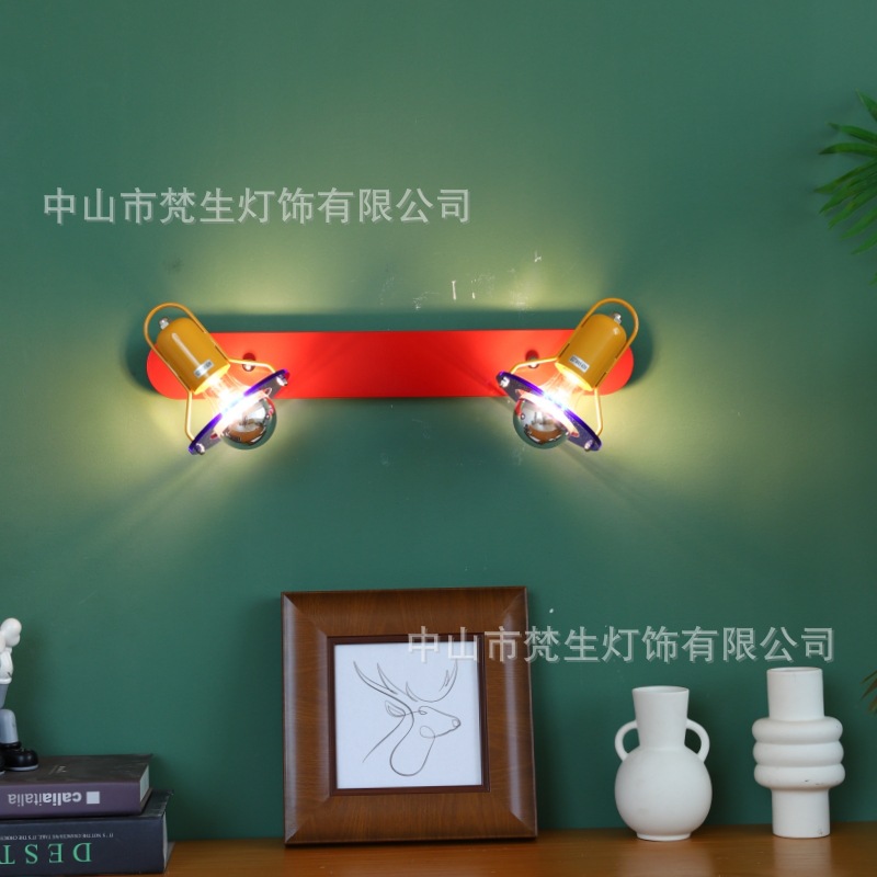 Vintage colorful Memphis swing arm wall lamp, dopamine playful bedside bedside study, children's room, bathroom mirror lamp