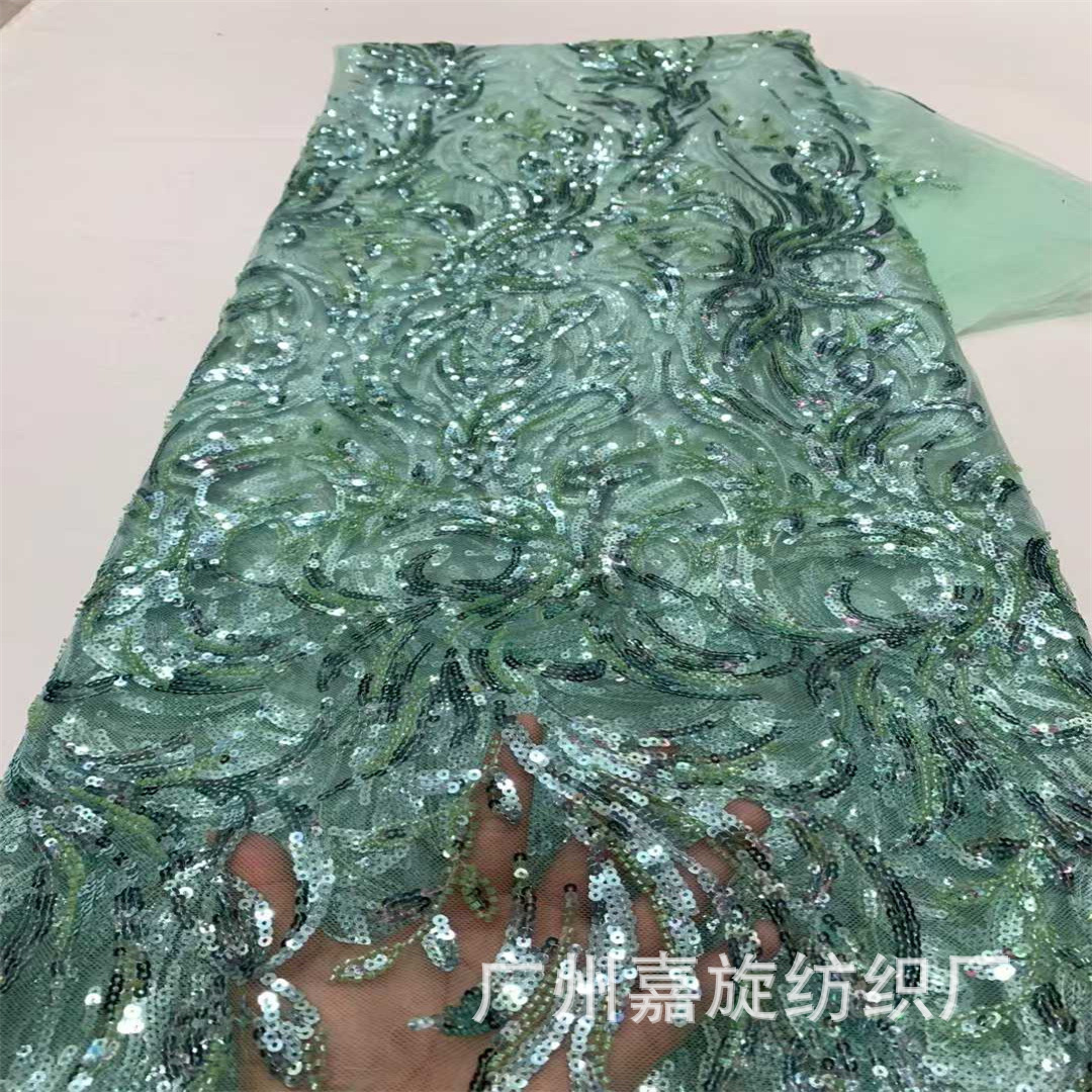 2025 Tulle Sequin Embroidered Plant Flower Bead Tube Dress Fabric African Fashion Dress Cheongsam Fabric Lace