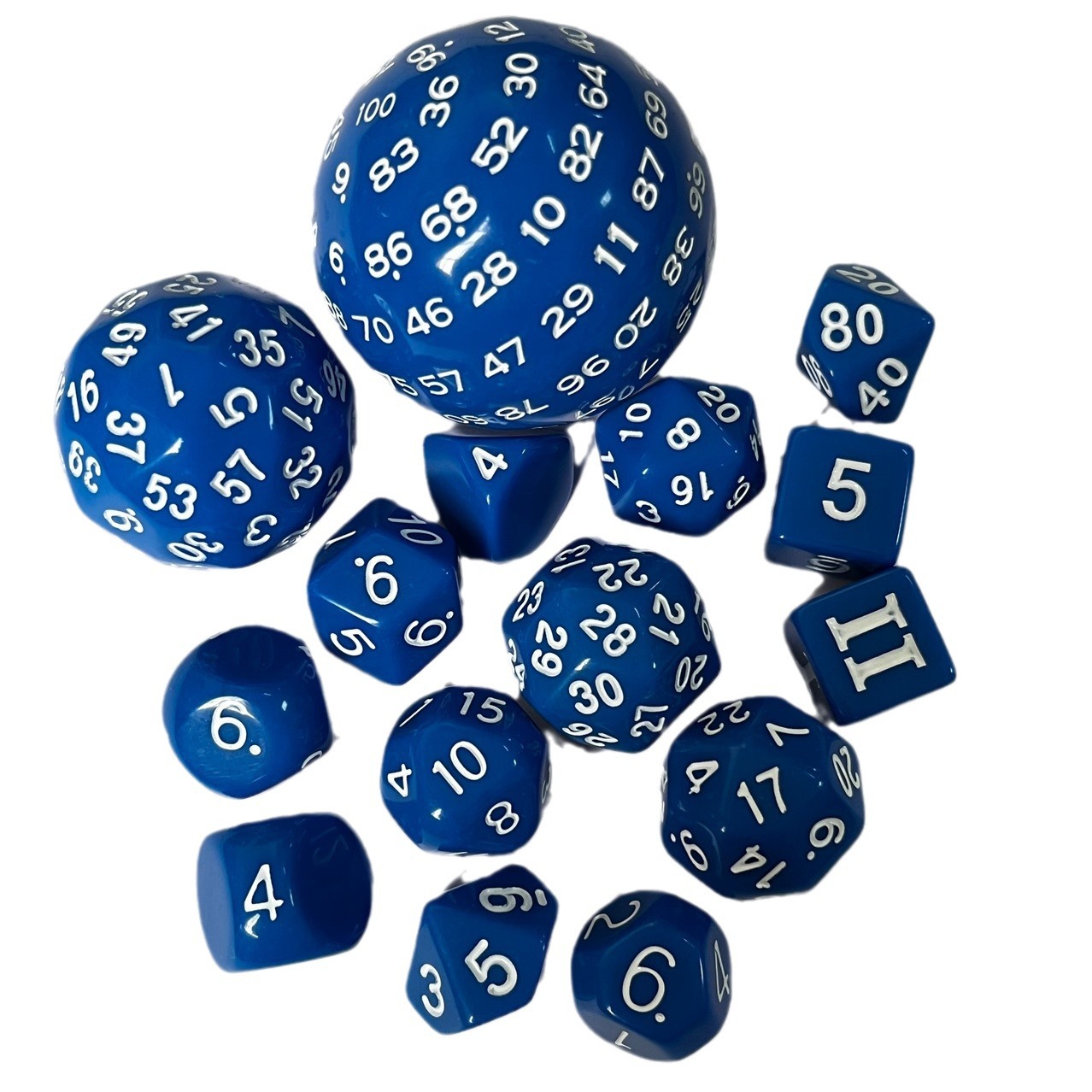 Picture of 15 sets of solid color 3-sided to 100-sided digital DICE collection gift personalized game DICE DICE
