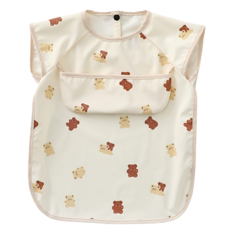 New Danish PU children's anti-dressing waterproof baby bib anti-dirty feeding clothes baby short sleeve eating clothes