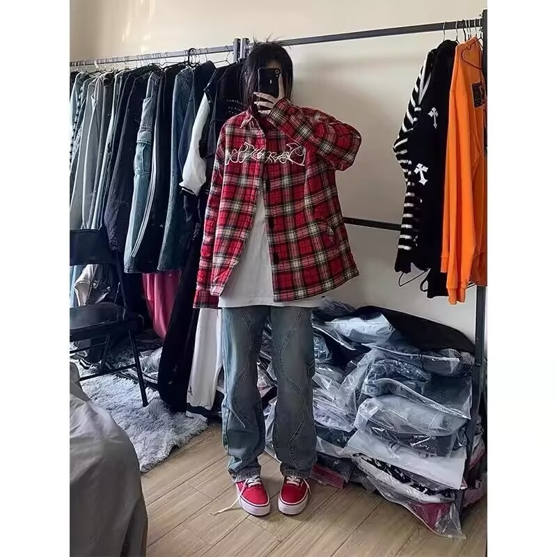 Picture of Design Plaid Shirt for Women, Japanese Retro Summer Shirt Jacket, New Niche 2025 Vintage Trendy Brand