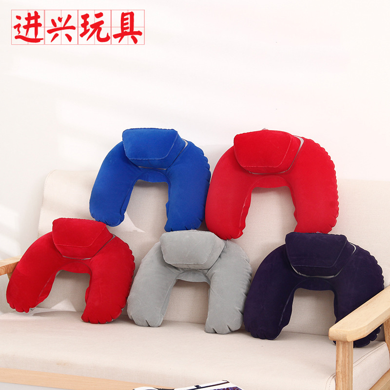 U-Shaped Inflatable Pillow with Bag, Outdoor Travel Press Inflatable Pillow, Office Nap Pillow Wholesale