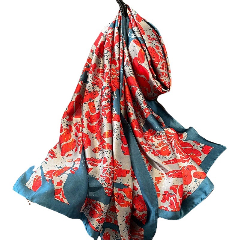 2024 New Hangzhou Silk Scarf Women's Summer Simulated Silk Warm Scarf Extra Large Air Conditioning Shawl Scarf Gauze