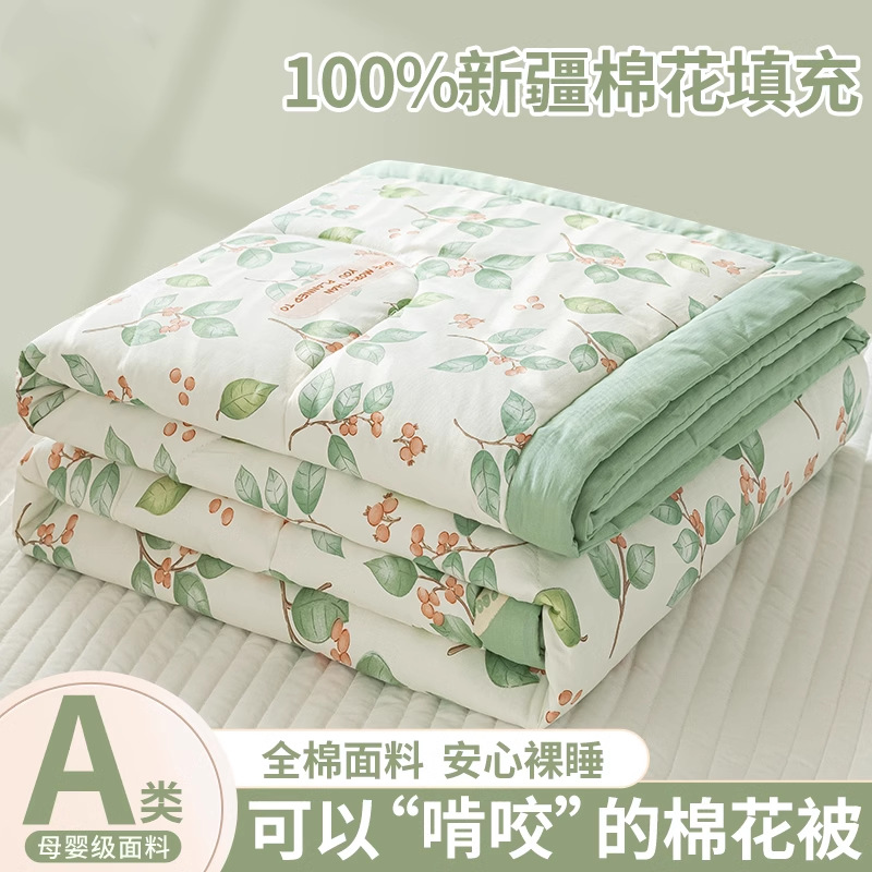 Children's All-Cotton Summer Quilt, Air-Conditioning Quilt, Pure Cotton Quilt Core, Dormitory Quilt, Machine Washable Summer Cooling Quilt, Four-Piece Set 4