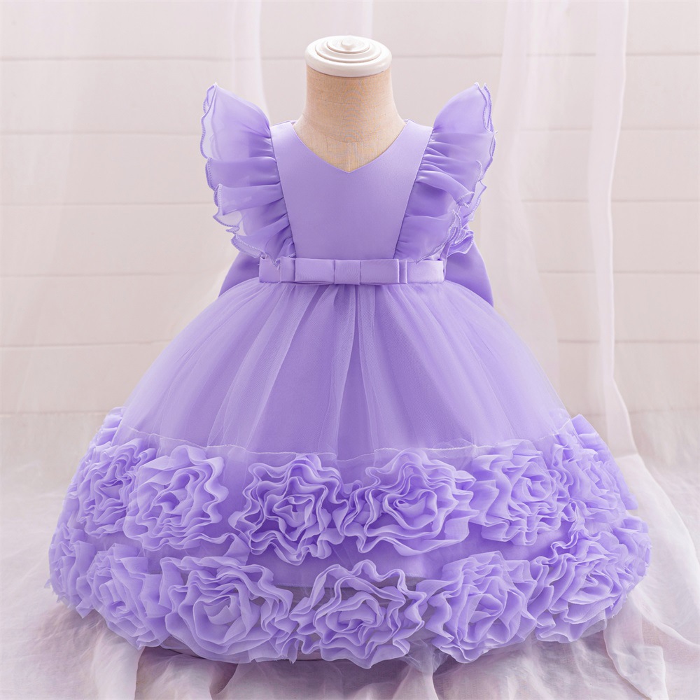 Children's Dress Princess Dress Flower Girl's Mesh Puff Dress Piano Performance Dress Baby Girl dress Summer