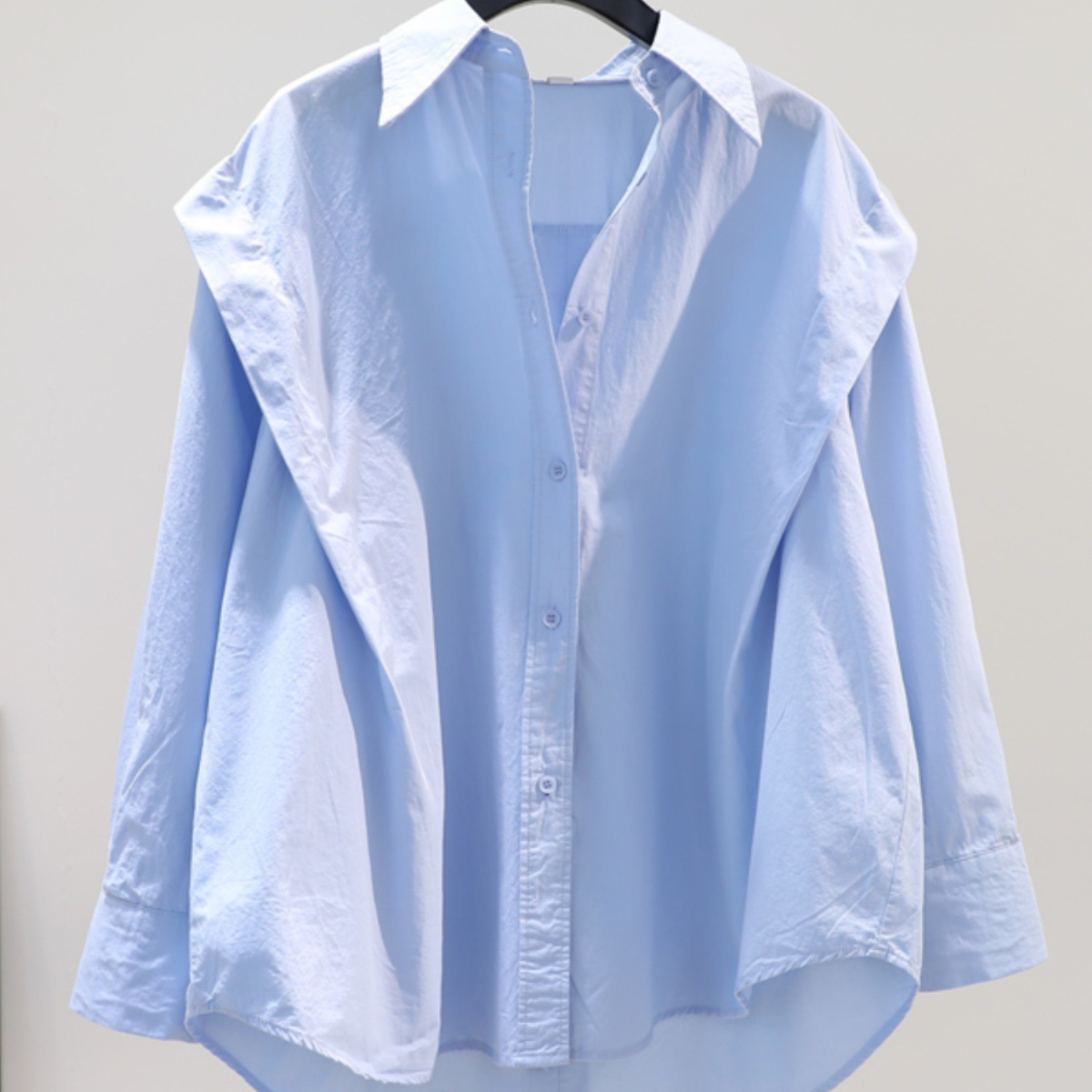 Korean Style Casual Shirt Design Niche Top 2025 Spring & Fall Age-Reducing Ruffled Long-Sleeved Loose Cotton Shirt