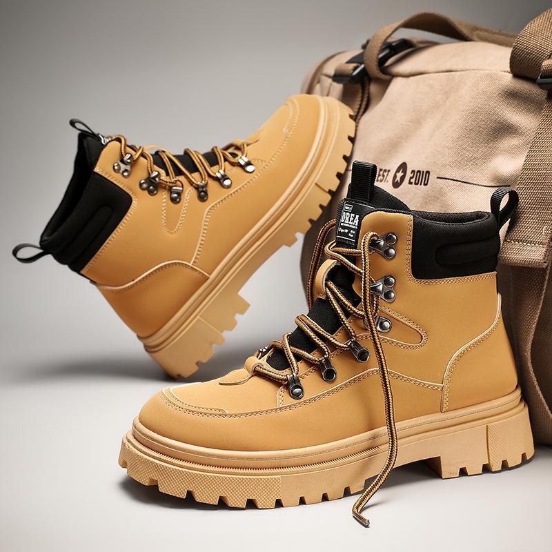 2024 autumn and winter new rhubarb boots labor protection shoes outdoor army green tooling boots tide shoes martin shoes men's shoes cross-border explosions
