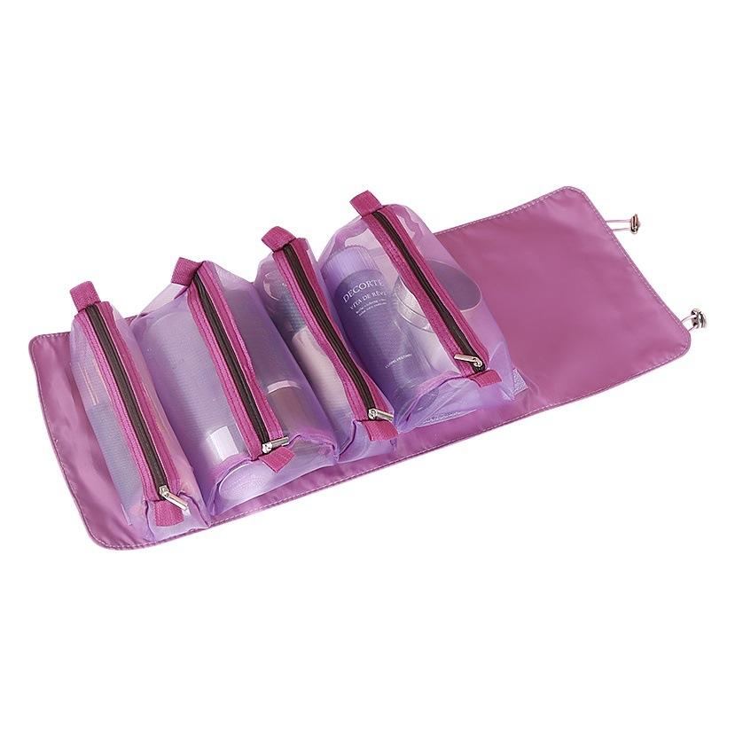 Four-in-one cosmetic bag mesh detachable portable cosmetic classification storage bag multi-functional folding wash bag