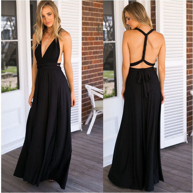 Picture of French Retro High-end Sense Small Multi-wear Strap Large Swing dress Backless Sexy Bridesmaid Dress for Women