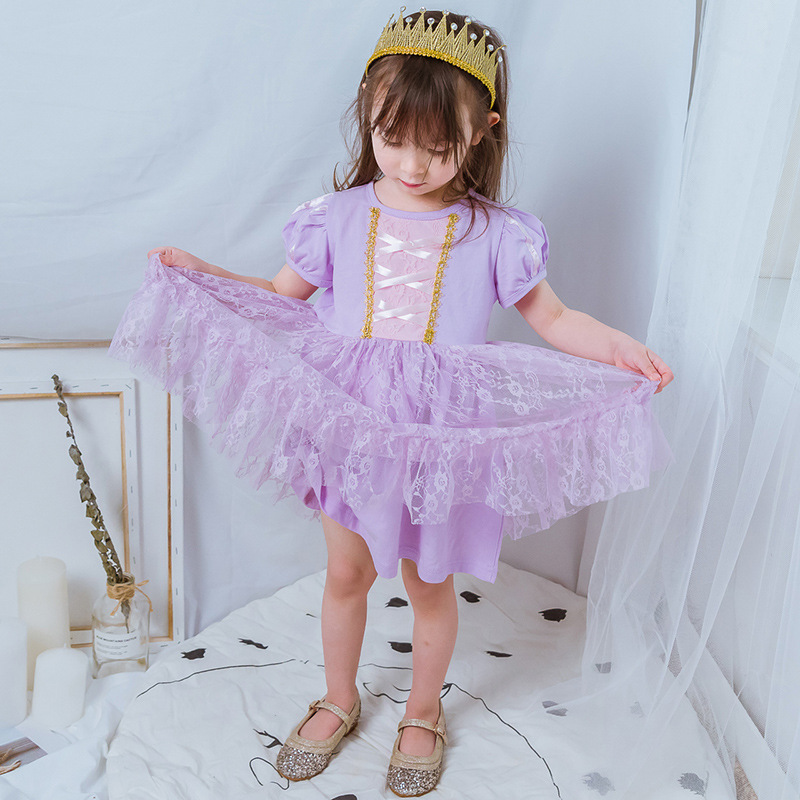 Picture of 2025 Girls Dress Summer Clothes New Children's Clothes Bow Lace Princess Dress Children's Skirt Sophia Wholesale