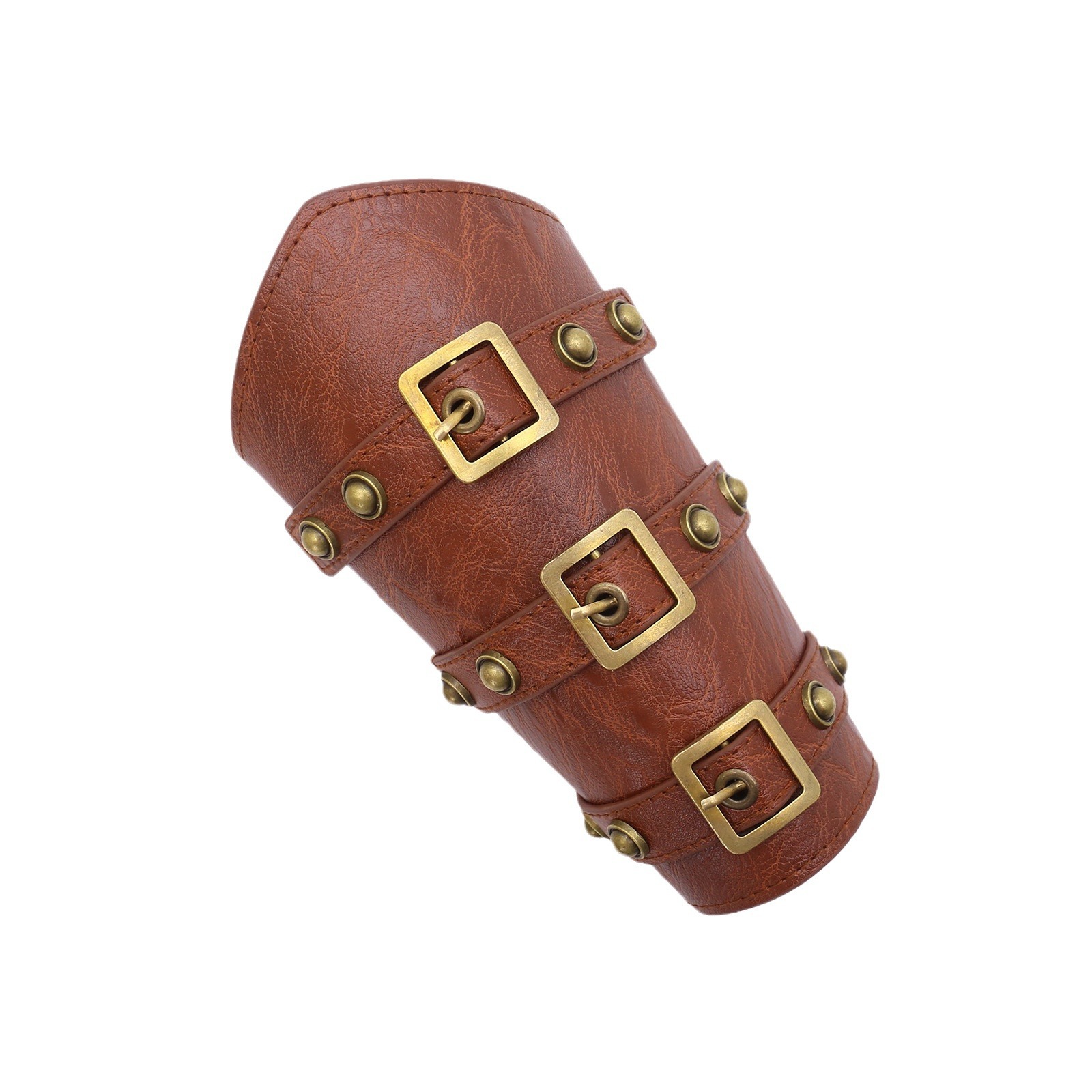 Picture of Cross-border Medieval Men's Leather Wrist Bracer Viking Gold Square Beads Punk PU Arm Guard COSPLAY Dress Up Props