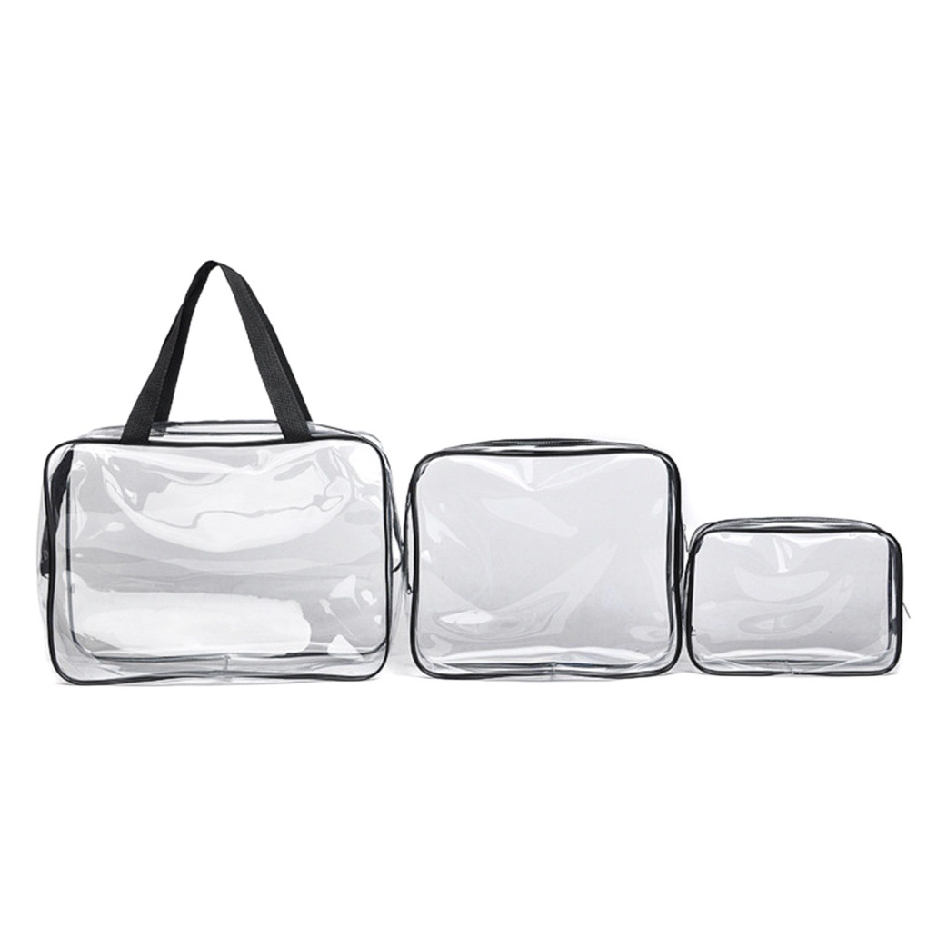 Cross-border Amazon Foreign Trade PVC Cosmetic Bag Travel Wash Bag Storage Transparent suit Waterproof Three-piece Set