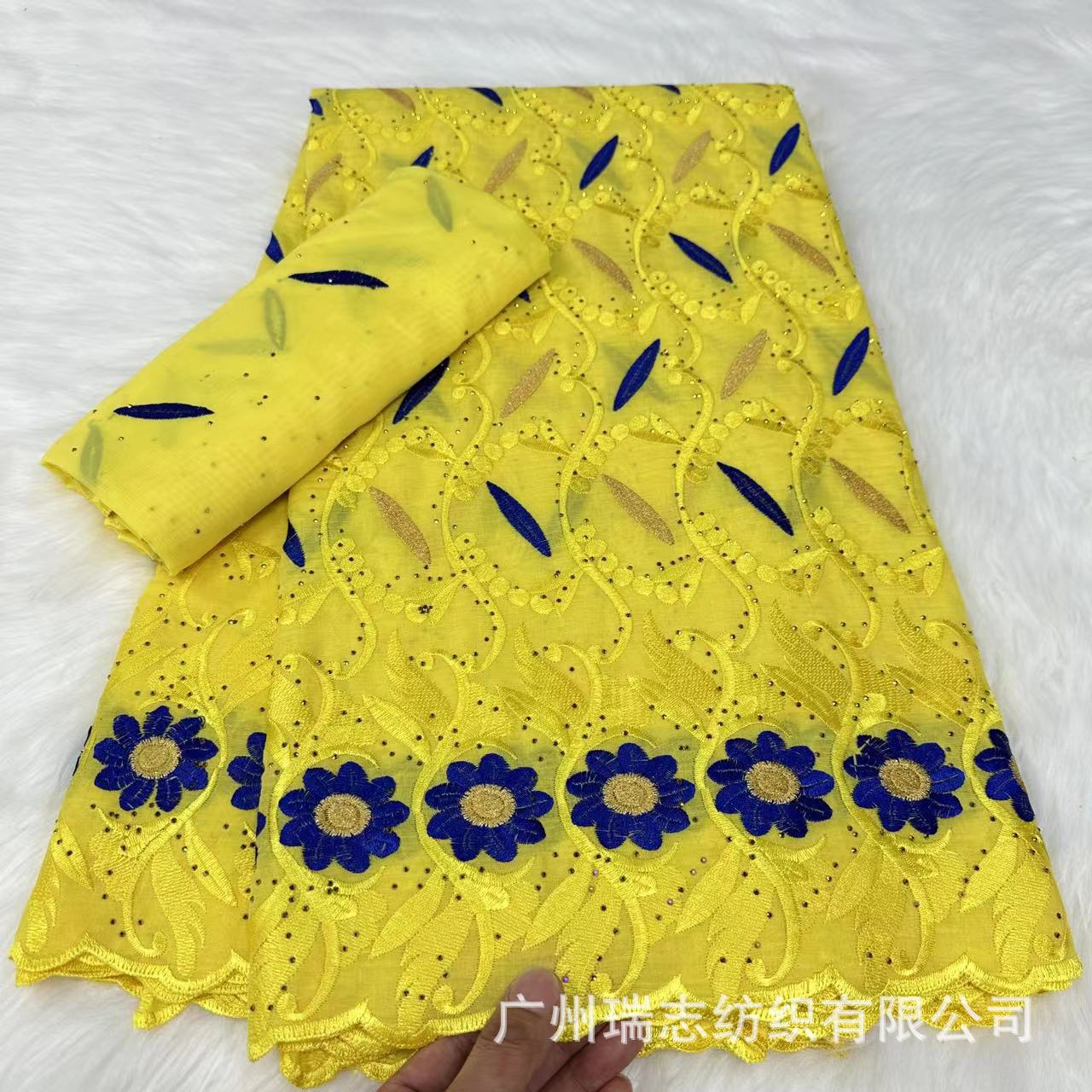Flower embroidered Swiss cotton hollow African lace Guipure cord lace fabric in stock