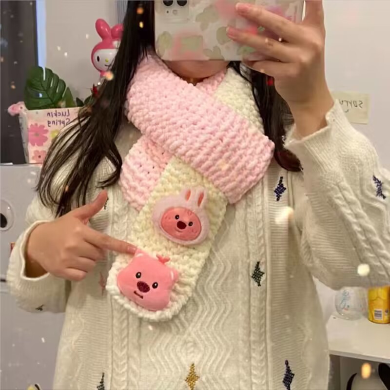 loopy beaver scarf wool handmade diy material bag parchapa dog hand woven ice thread woven ruby scarf