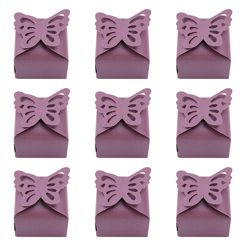 Picture of Cross-border new candy box creative butterfly hollow square bottom candy box pearl paper packaging box wedding candy box wholesale
