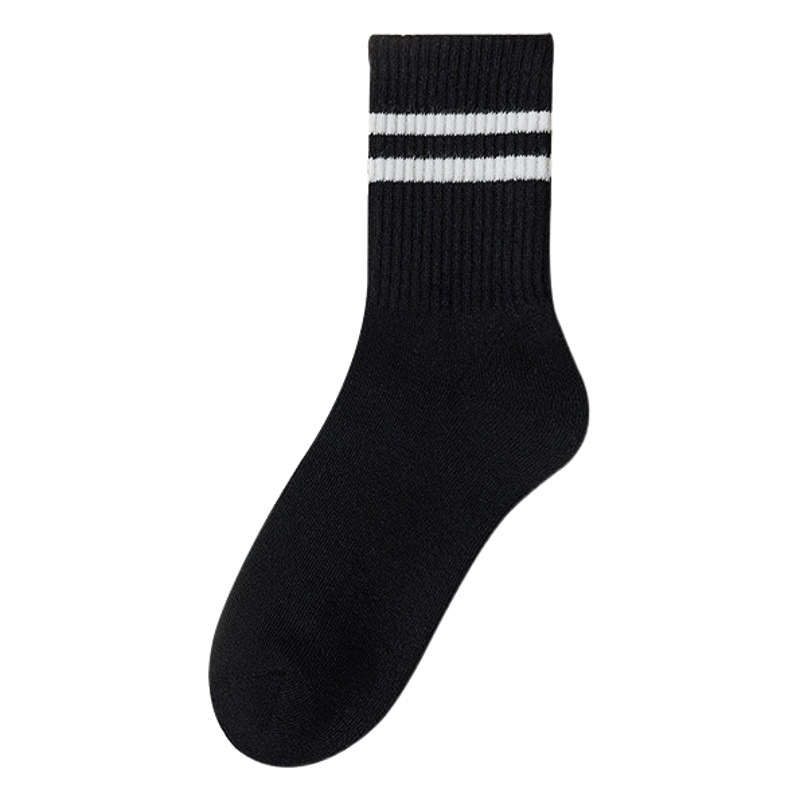 Zhuji socks girls' autumn and winter thickened fleece-lined Terry socks women's warm mid-calf socks winter simple solid color cotton socks