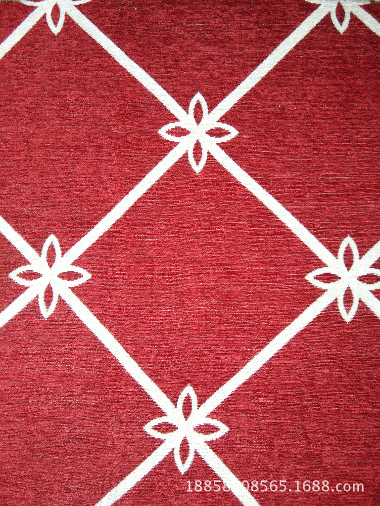 Picture of Floor Mat cloth chenille jacquard floor mat fabric Plaid jacquard chenille decorative cloth
