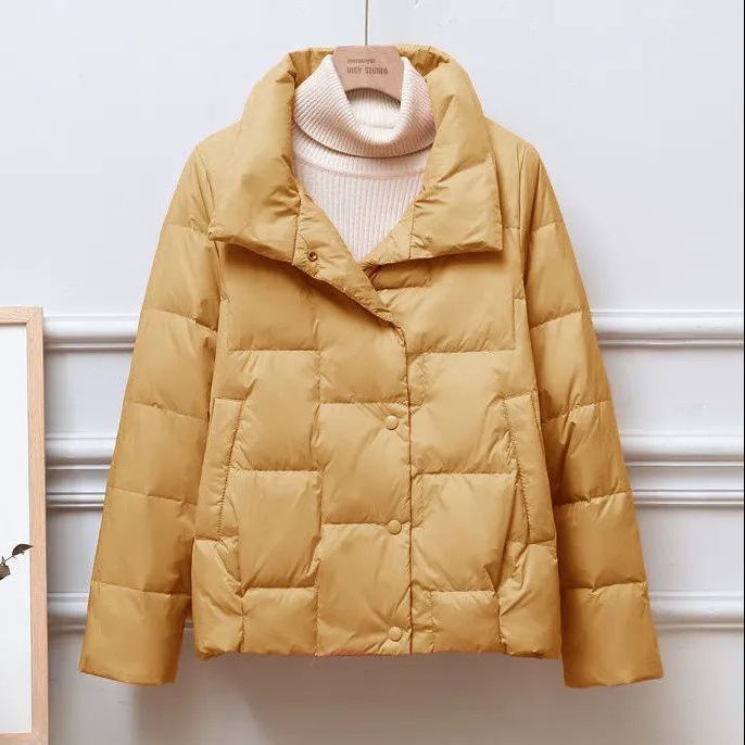 Picture of 2022 Winter New Korean Style Loose Large Size Lightweight Vertical Collar Down Cotton-padded Jacket Casual Short Cotton-padded Jacket Women's Coat