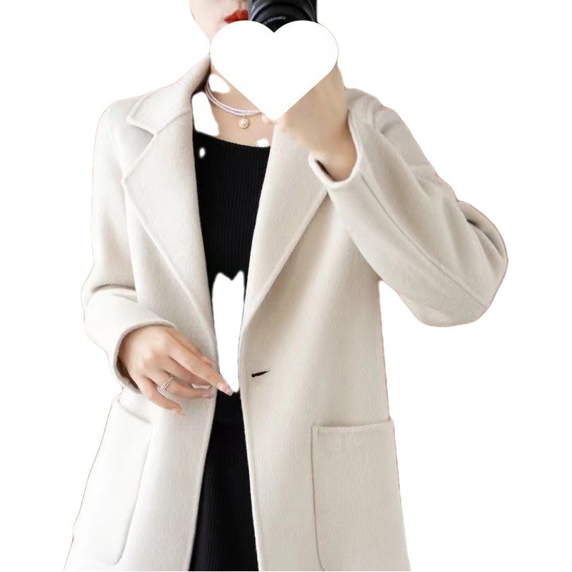 Woolen cashmere coat for women autumn and winter mid-length woolen casual western style coat