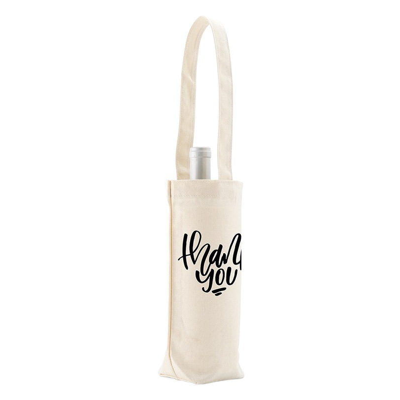 Custom Cotton Bag 1 Bottle Red Wine Canvas Bag Sewed Cotton Ribbon Handbag Printed LOGO Custom Canvas Bag