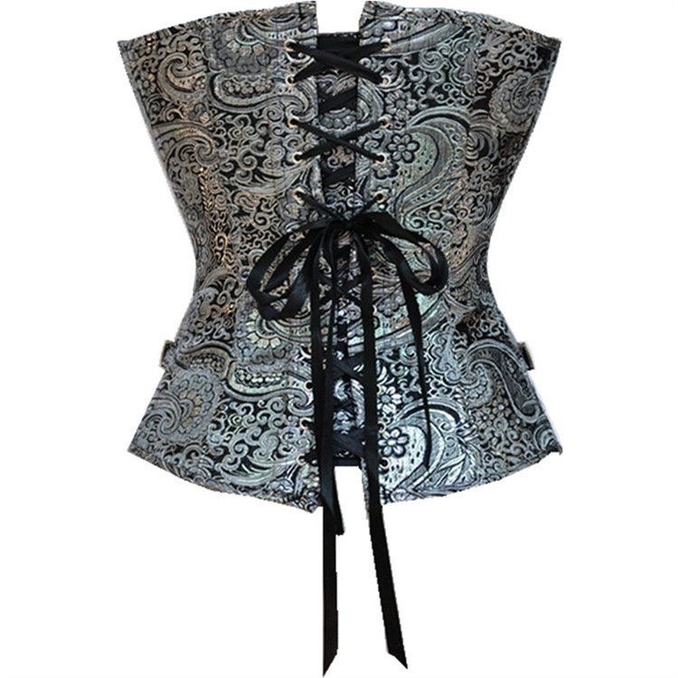 Picture of Court Gothic Corset Printed Steel Buckle Silver Corset Body Shaping Clothes ebay/Amazon Hair
