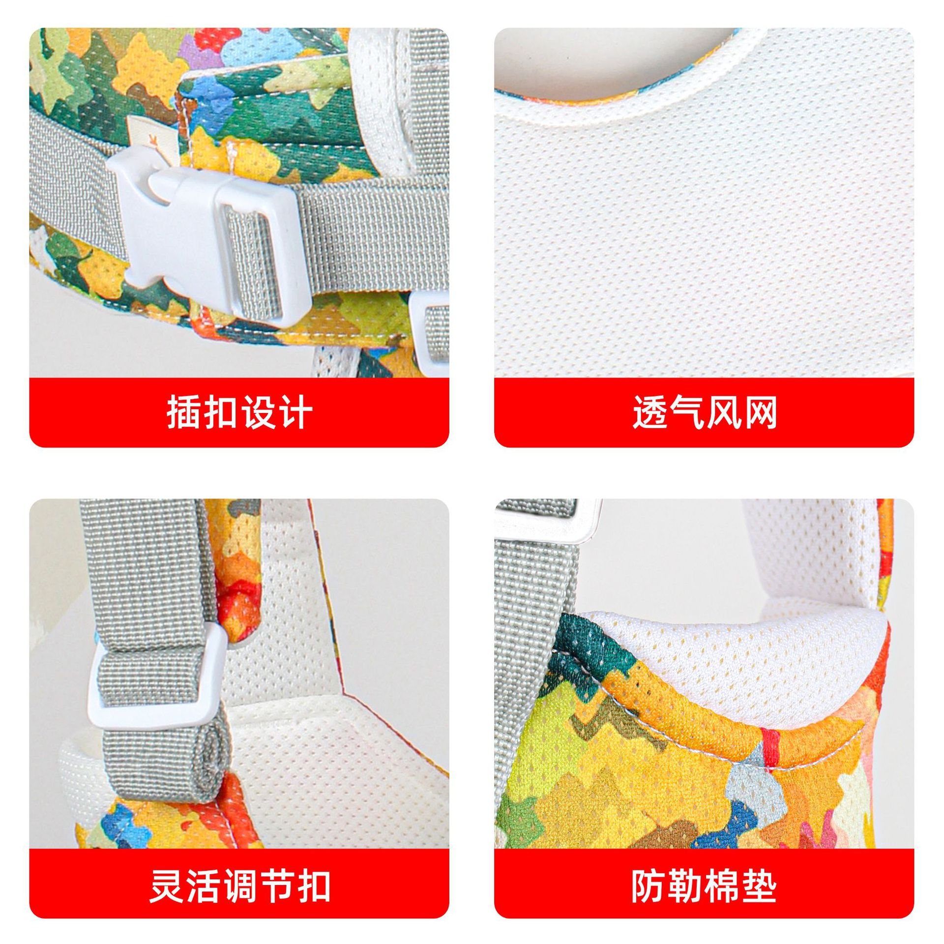 Picture of Children's Toddler Belt Baby Toddler Traction Belt Mesh Breathable Baby Anti-fall Cap Anti-fall suit Factory