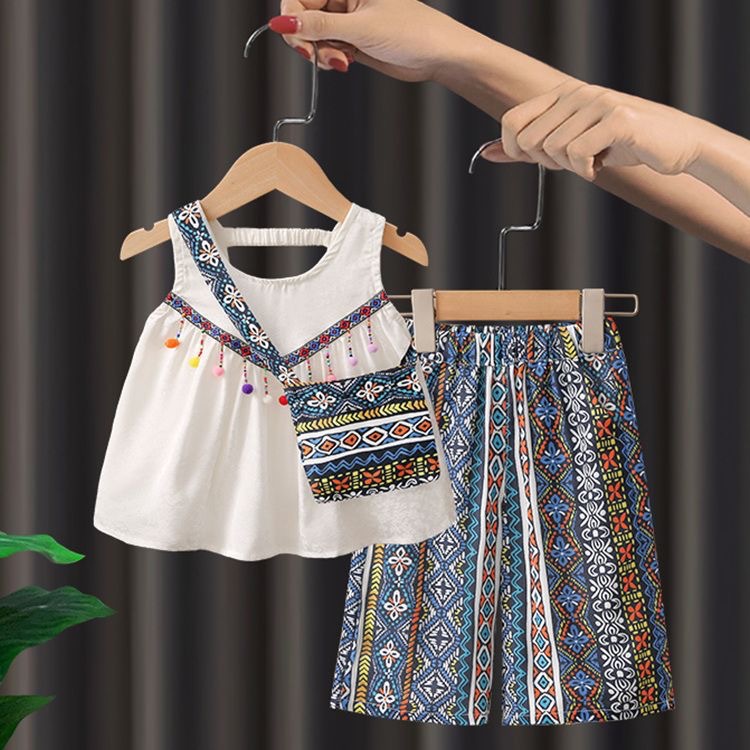 Picture of Girls' suit Dopamine Wear Western-style Summer Girls' Baby Girls' Thin Ethnic Fashionable Children's Internet-famous Cool Summer Dress