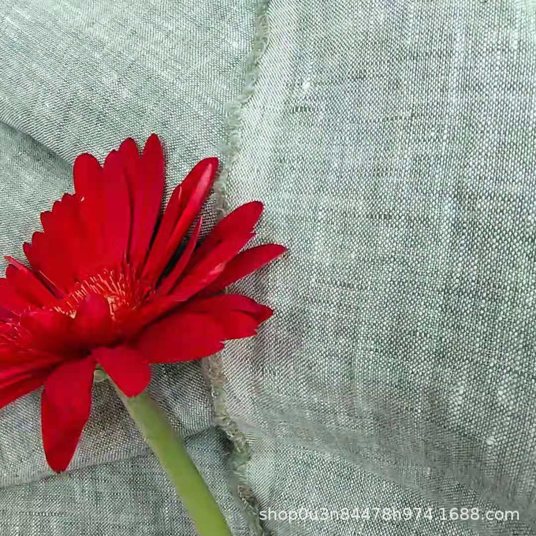 Pure linen Aqua Color fabric 100%linen bedding fabric enzyme washed
